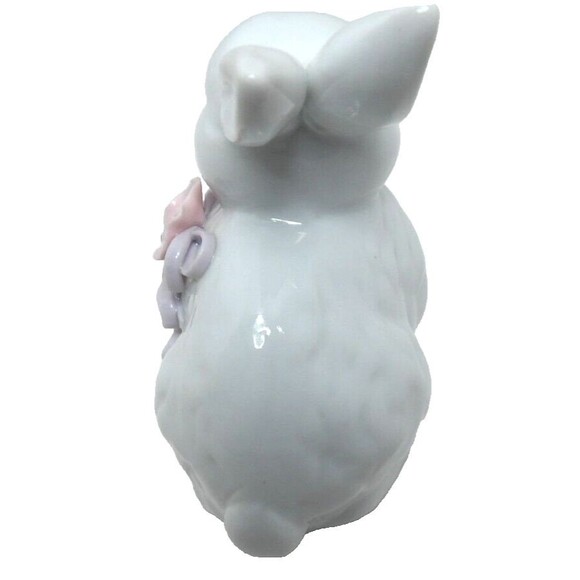 2 Porcelain White Rabbit Bunny Figurines Hand Painted Ceramic Spring Decor VTG - Picture 7 of 16